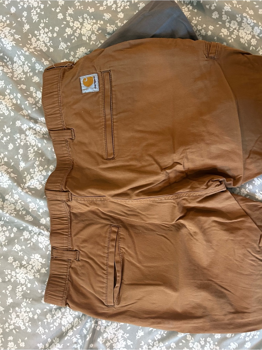Carhartt Brown Elastic Waist Pants with Drawstring Pant Legs